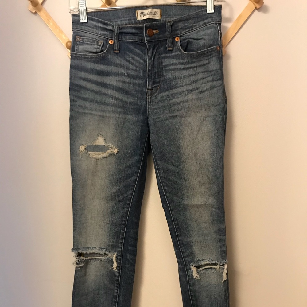 Madewell High Riser distressed skinny denim